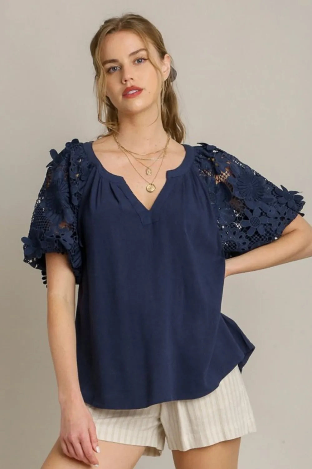 Starry Nights French Terry Linen Blouse