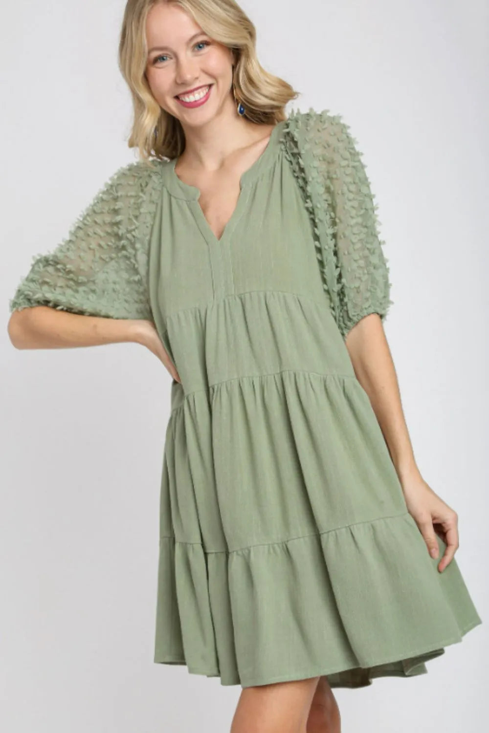 Watering The Garden Linen Tiered Dress