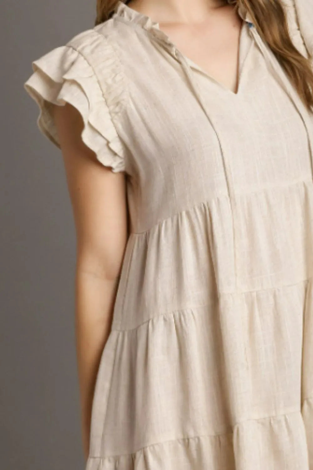Countryside Charm Linen A-line Tiered Dress