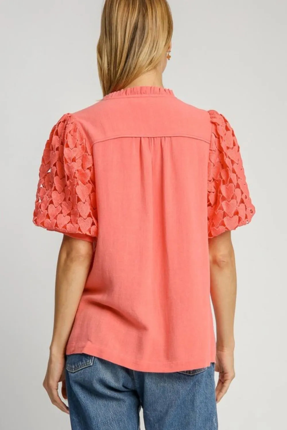 Pumpkin Spice Latte Linen Lace Ruffle Top