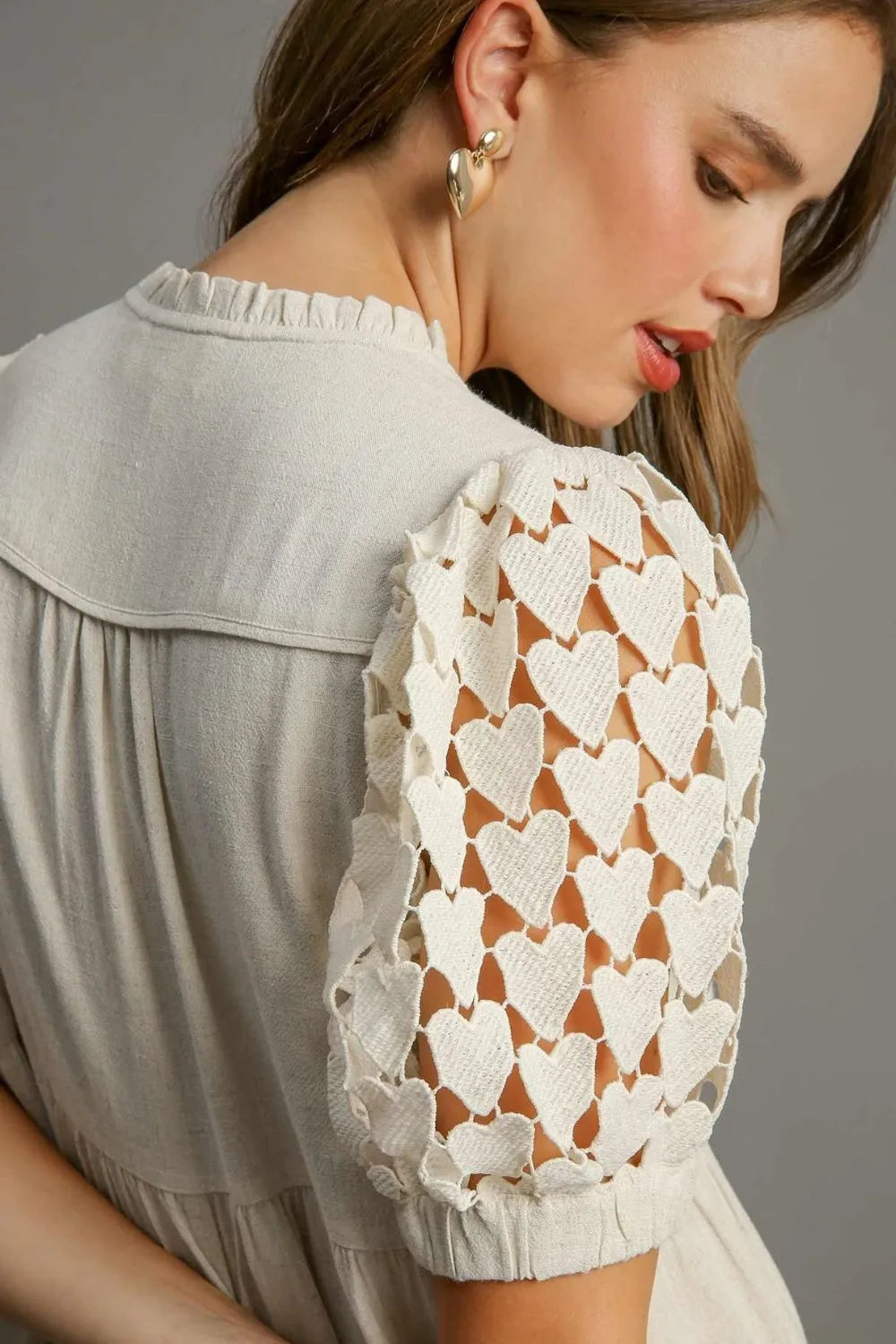 Picnic in Paris Ruffled Heart Linen Dress