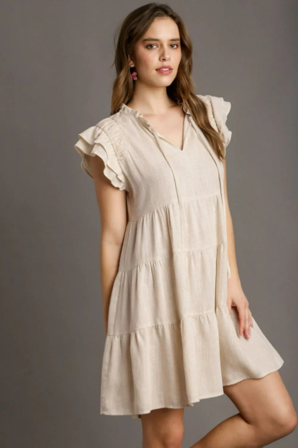 Countryside Charm Linen A-line Tiered Dress