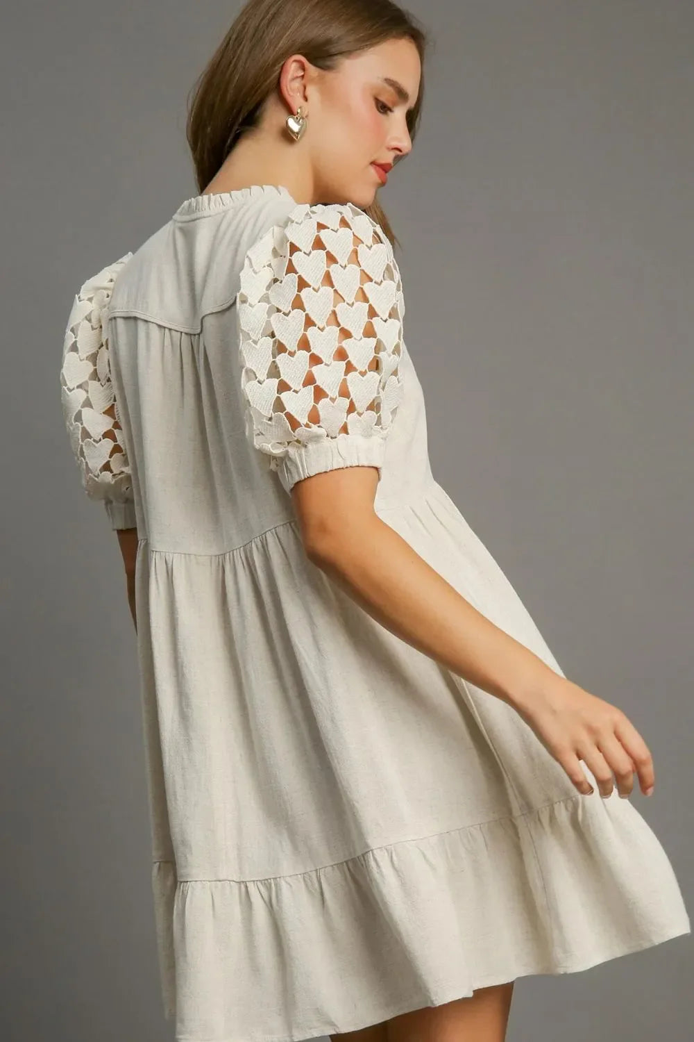 Picnic in Paris Ruffled Heart Linen Dress