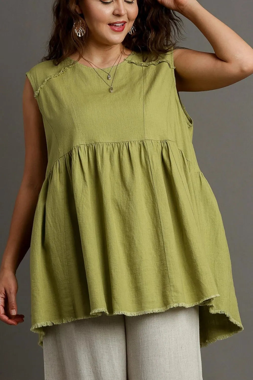 Aspen Adventure Raw Hem Linen Top