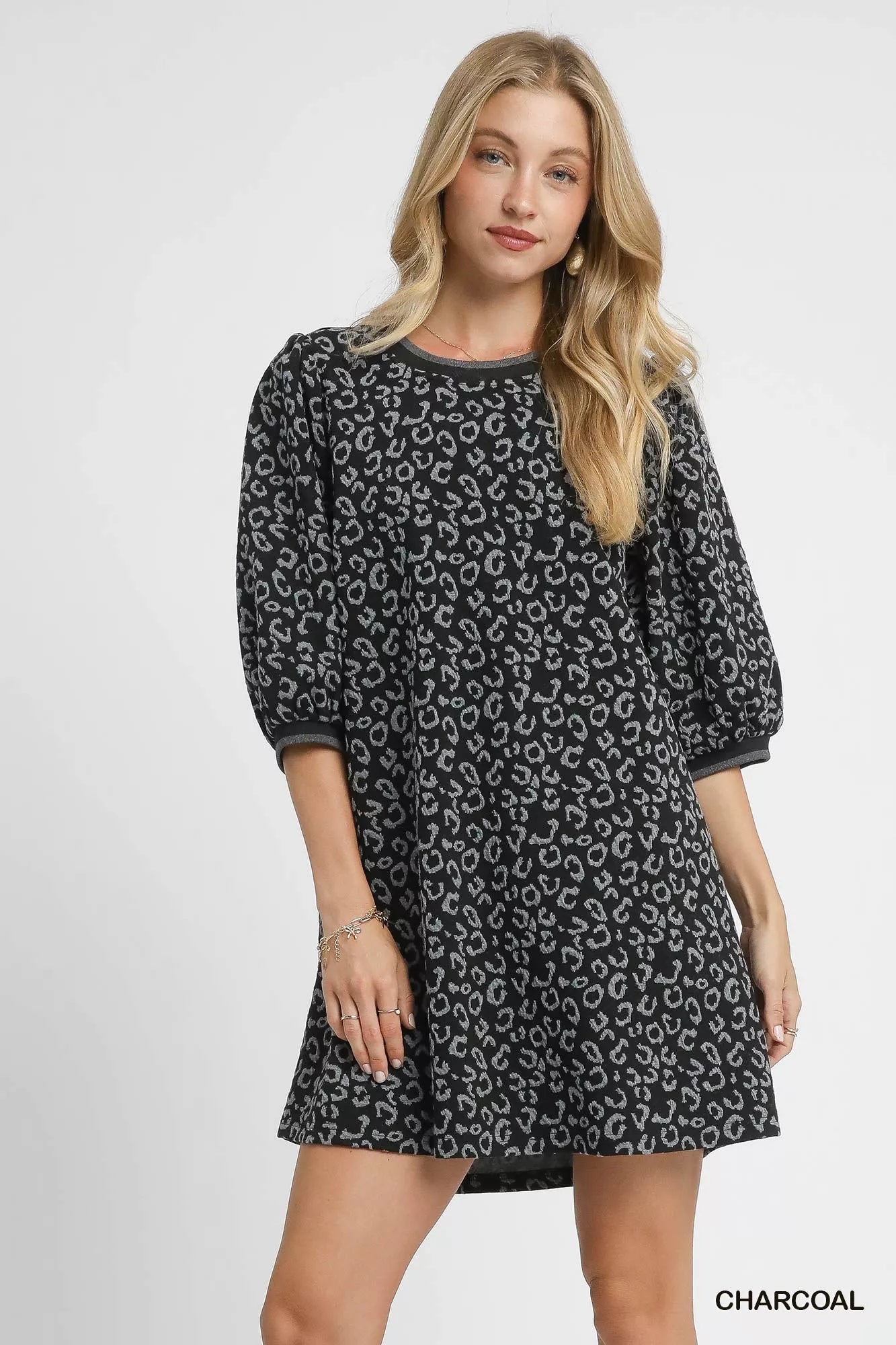 Lovely in Leopard Print Jacquard Mini Dress