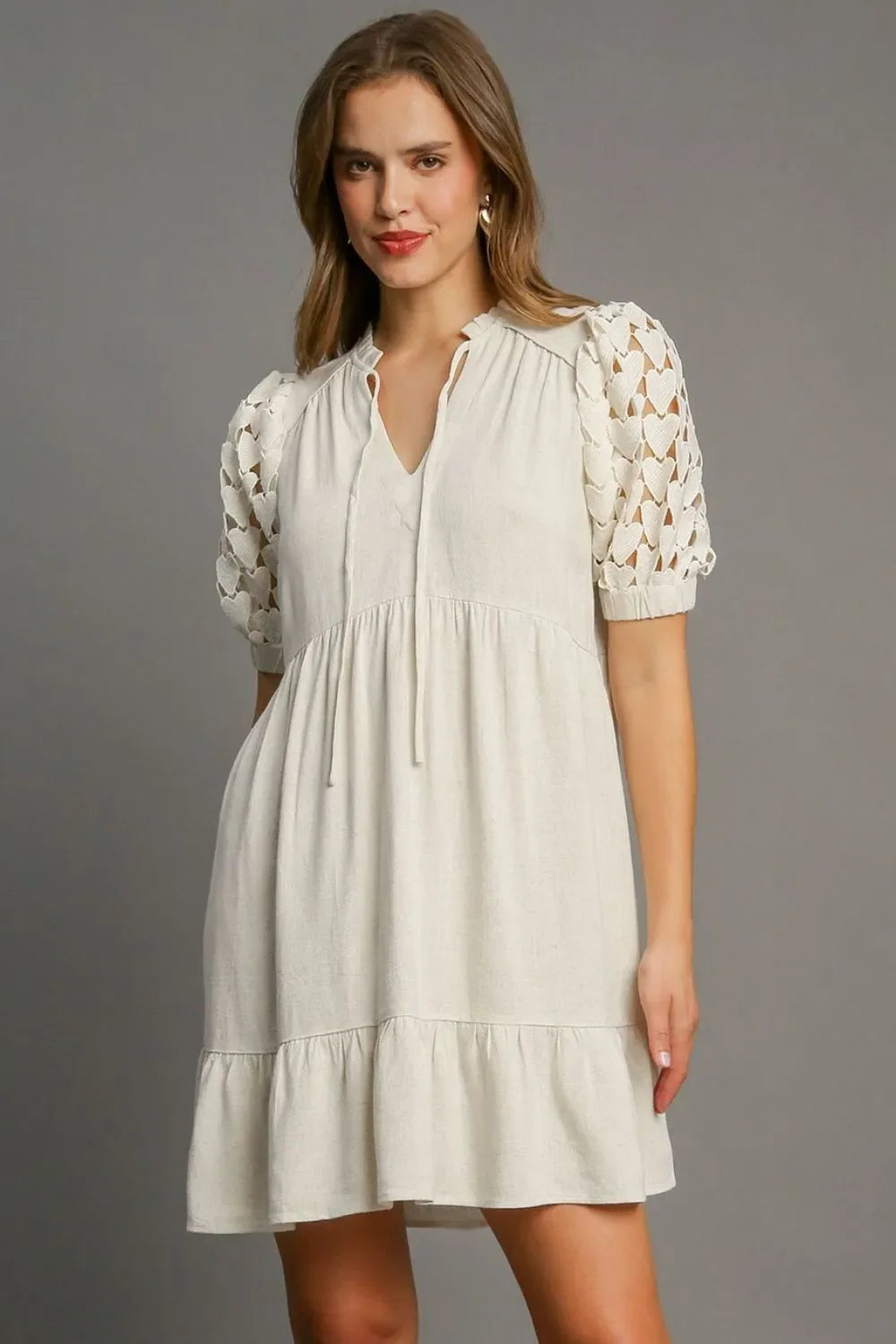 Picnic in Paris Ruffled Heart Linen Dress