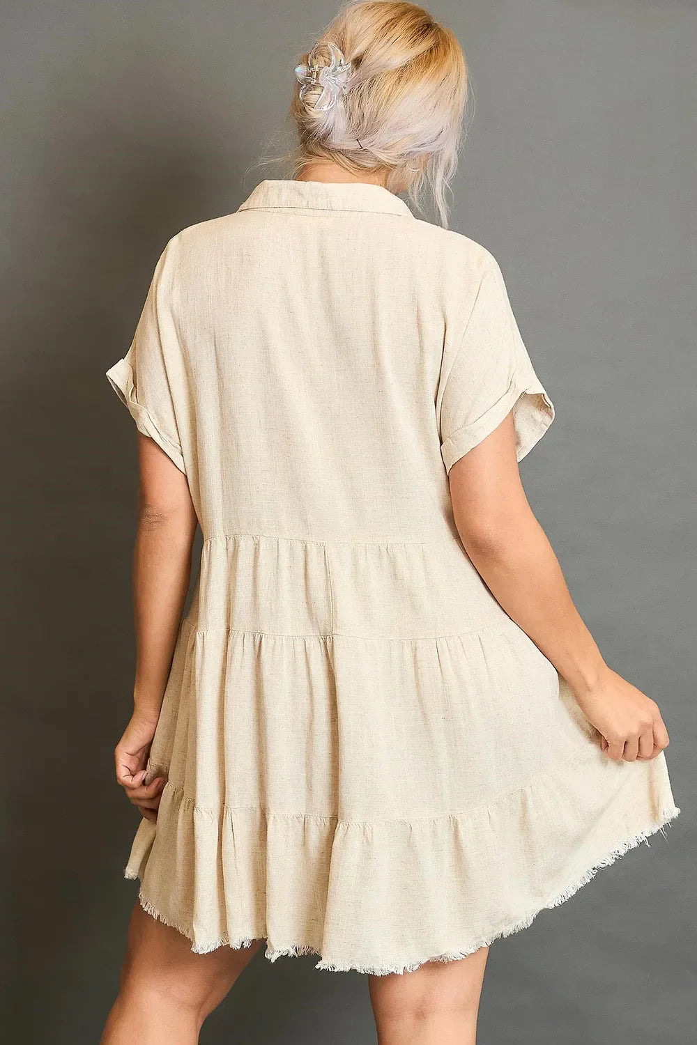 Day at the Market Raw Hem Linen Dress
