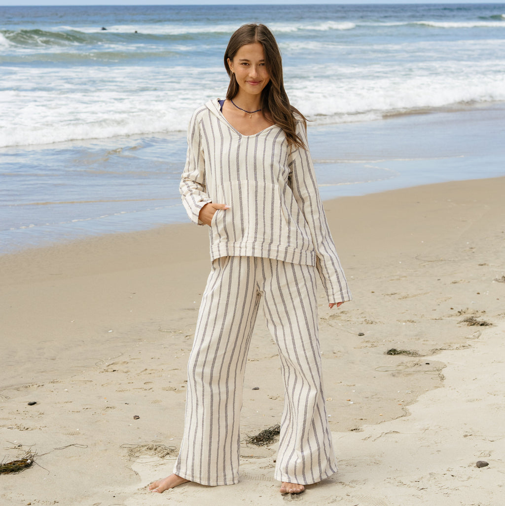 Sailor Stripe Wide Leg Cotton Pants