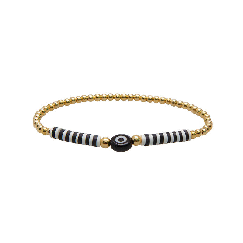 Protection Evil Eye Gold Bead Bracelet