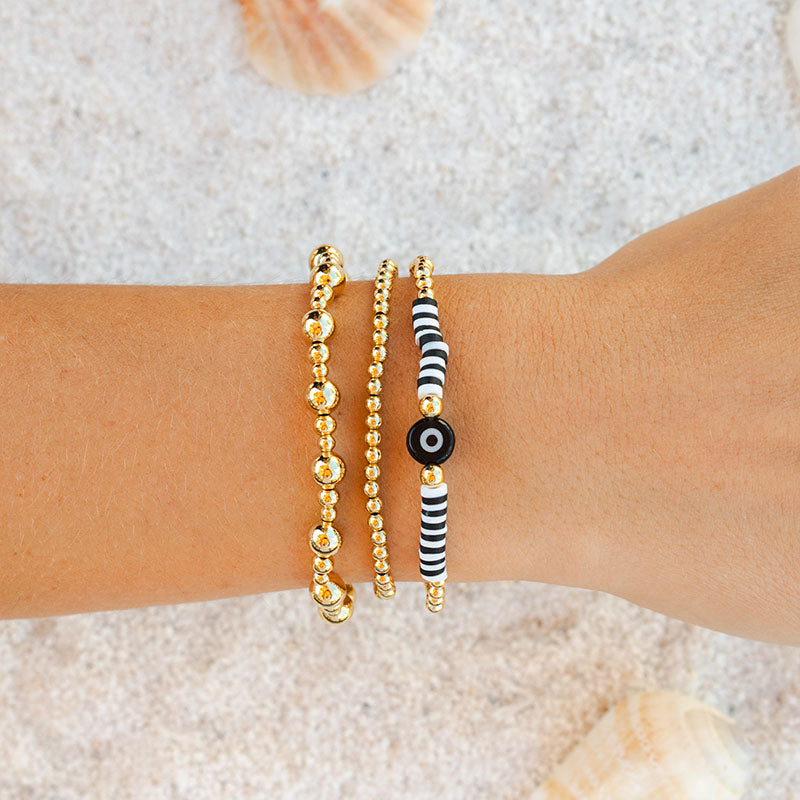 Protection Evil Eye Gold Bead Bracelet