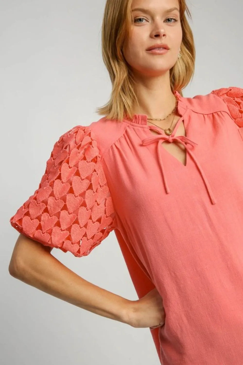 Pumpkin Spice Latte Linen Lace Ruffle Top