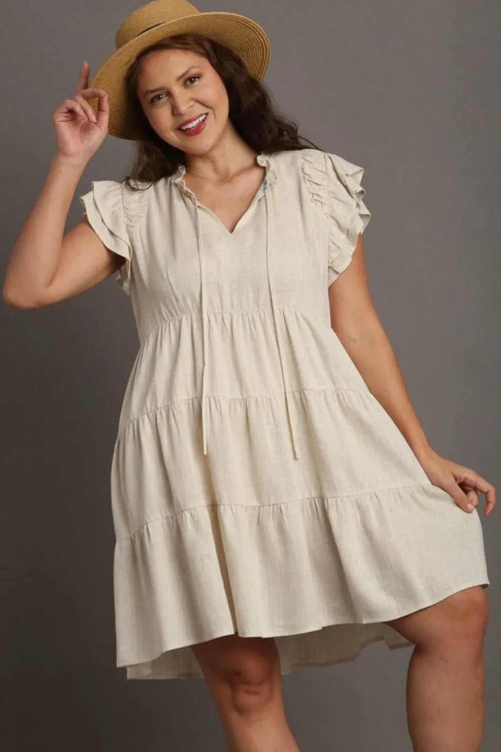 Countryside Charm Linen A-line Tiered Dress