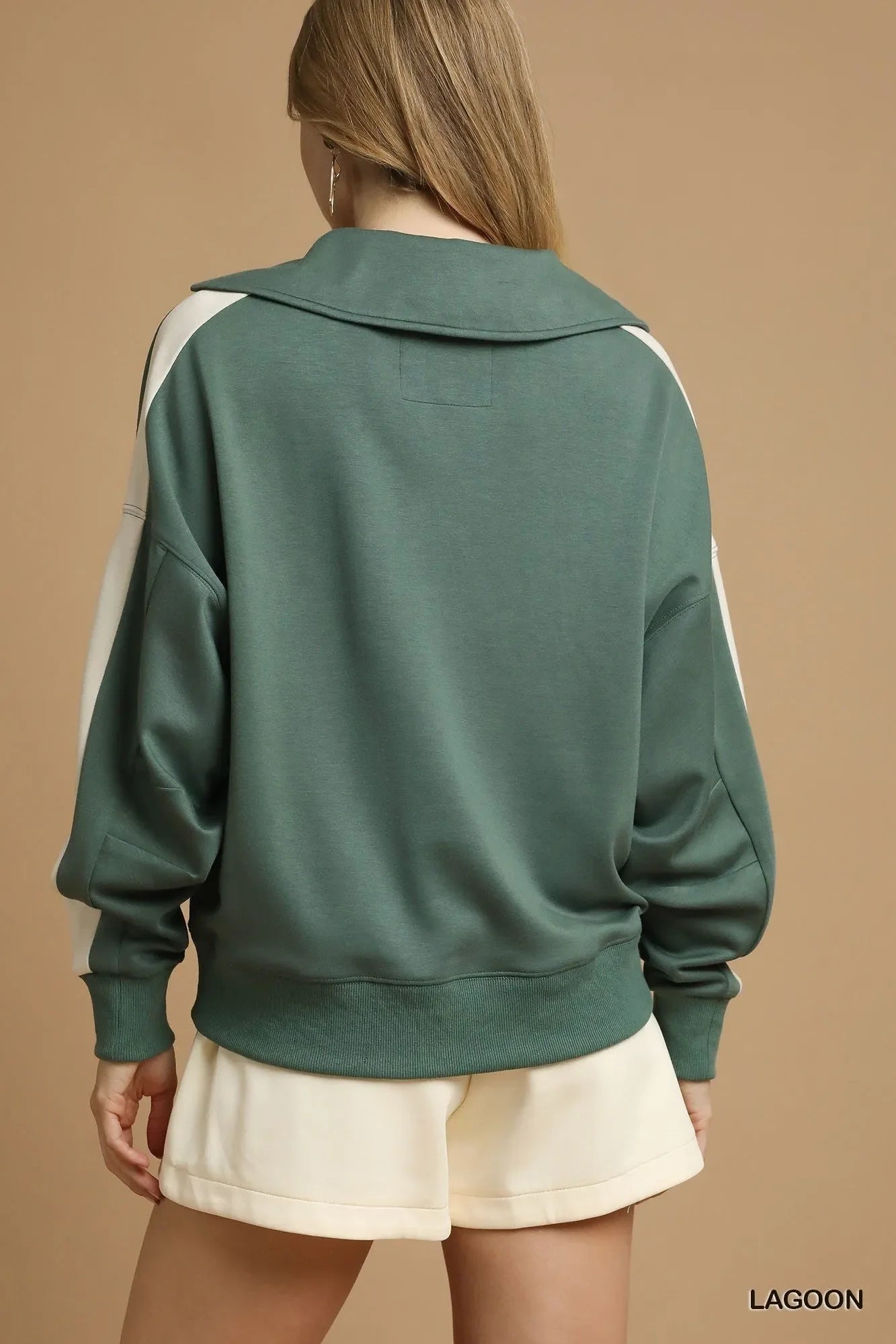 Fireside Snuggles Contrast Sleeve Cotton Blend Sweatshirt