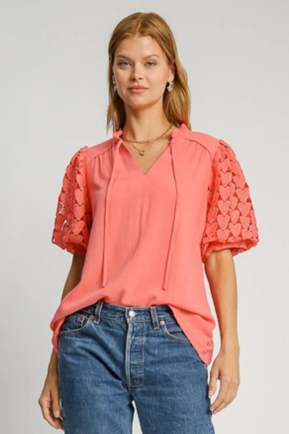 Pumpkin Spice Latte Linen Lace Ruffle Top